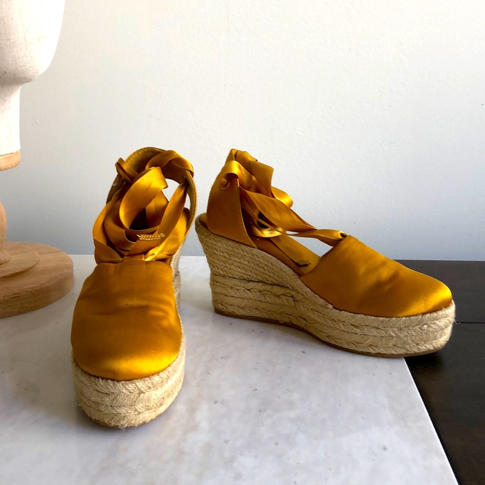 Tory Burch yellow espadrilles